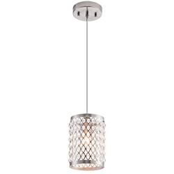 MAYNA Modern Mini Pendant Light, Ceiling Lamp Hanging Lighting Fixture with Hand Crafted Glass Bead for Kitchen Restaurant Cafe Dining Room Indoor, Satin Nickel , 1-Pack