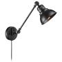 YeLEEiNO Swing Arm Wall Lamp Bedroom Wall Lamps Industrial Black Plug in Cord with On Off Switch for Living Room Bedroom Dining Room Kitchen (1 Light)
