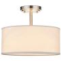 LED Fabric Drum Shade semi Flush Mount Ceiling Light PS Diffuser with Brushed Nickel Finish, Off White Fabric Chandeliers Shade for Bar, Dining Room, Corridor,Living Room.12.25'' 2 Light LED Fabric Drum Shade semi Flush Mount Ceiling Light PS Diffuser with Brushed Nickel Finish, Off White Fabric Chandeliers Shade for Bar, Dining Room, Corridor,Living Room.12.25'' 2 Light