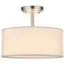 LED Fabric Drum Shade semi Flush Mount Ceiling Light PS Diffuser with Brushed Nickel Finish, Off White Fabric Chandeliers Shade for Bar, Dining Room, Corridor,Living Room.12.25'' 2 Light