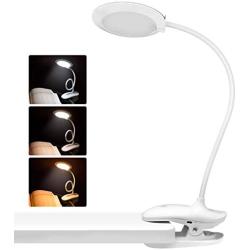 Reading Light Clip on Book Light Lamp, Clamp Bed Night Light for Kids with 30 Led, 3 Colors x 10 Brightness, 2500mAh USB Rechargeable Touch Control Study Lights for Desk, Bunk Bed Headboard