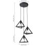 Rustic Black Metal Cage Shade Dining Room Industrial Pendant Light Triangle Chandelier with 3 E26 Bulb Sockets 60W Painted Finish Metal Fixture Geometric for Kitchen Living Room Bedroom Hallway Bar