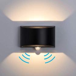 Temgin Motion Sensor Wall Sconce Lighting LED 7W Wall Lights 3000K Indoor Wall Lamp Black Aluminum Modern Design for Living Room Bedroom Hallway Wall Décor Warm White