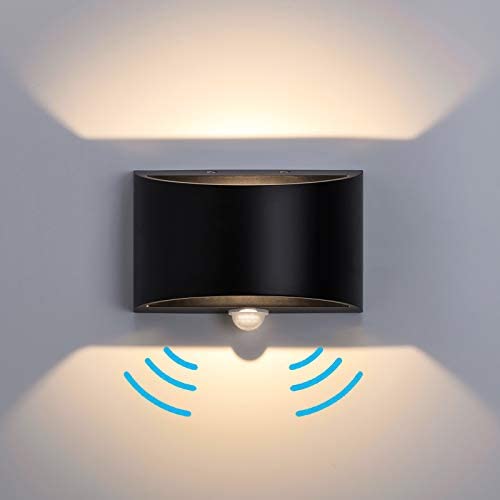 Temgin Motion Sensor Wall Sconce Lighting LED 7W Wall Lights 3000K Indoor Wall Lamp Black Aluminum Modern Design for Living Room Bedroom Hallway Wall Décor Warm White