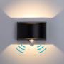 Temgin Motion Sensor Wall Sconce Lighting LED 7W Wall Lights 3000K Indoor Wall Lamp Black Aluminum Modern Design for Living Room Bedroom Hallway Wall Décor Warm White