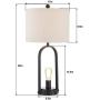 Maxax Table Lamps Set of 2 with Oatmeal Fabric Drum Shade Industrial Nightstand Lamps for Living Room Bedroom Bedside Nightstand,Black Finish