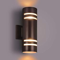 Outdoor Wall Light,Bling Exterior Lighting - ETL Listed,Aluminum Waterproof Wall Mount Cylinder Design - Up Down Light Fixture for Porch, Backyard and Patio [Brown] (Outdoor Wall Light Brown)