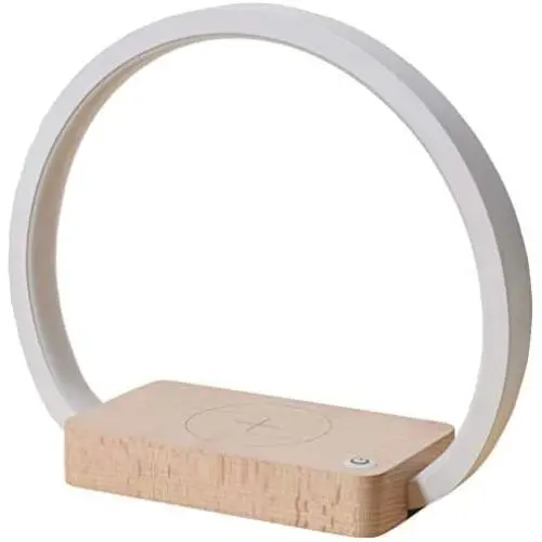 OSALADI Wireless Charging Nightstand Lamp Rechargeable USB Bedside Table Lamp Creative Circle Bedside Lamp for Living Room Bedroom
