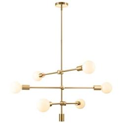 Sputnik Chandelier 6- Light Pendant Lighting Fixture Fixture for Dining Room Brass Ceiling Light Fixture for Bedroom Hallway Kitchen Living Room