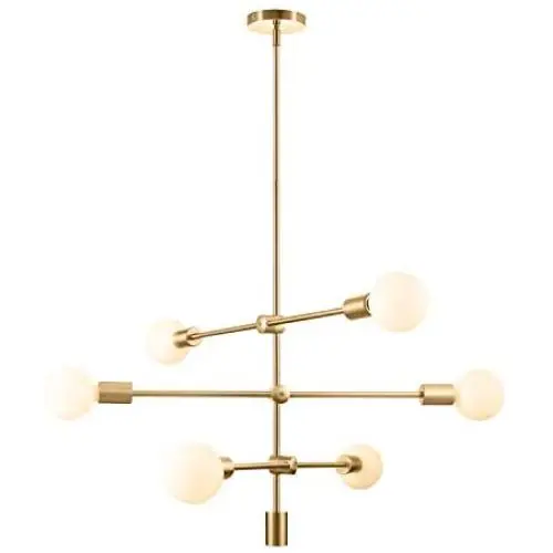 Sputnik Chandelier 6- Light Pendant Lighting Fixture Fixture for Dining Room Brass Ceiling Light Fixture for Bedroom Hallway Kitchen Living Room