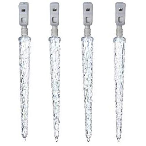 NOMA LED Quick-Clip Cascading Shooting Star Icicle Christmas Lights | Built-in Clip-On Icicle Lights | 10 Pure White Bulbs | 12.6 Ft. White Wire Strand NOMA LED Quick-Clip Cascading Shooting Star Icicle Christmas Lights | Built-in Clip-On Icicle Lights | 10 Pure White Bulbs | 12.6 Ft. White Wire Strand