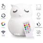 LumiPets LED Owl Battery-Operated/USB-Powered Silicone Night Light for Kids with 9 Tap-to-Activate Colors