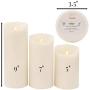 Raz Imports Push Flame Ivory Pillar Candles with Remote, Set of 3 - 2D - Flameless Lighting Accent and Battery Operated Flickering Light Source with Timer - Fake Candles for Living Room and Bedroom
