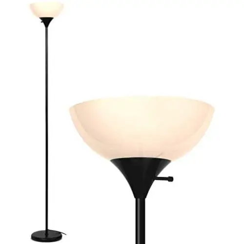 Brightech Sky Dome - Very Bright LED Torchiere Floor Lamp for Living Rooms & Offices– Dimmable Modern Standing Lamp – Tall Pole Light for Bedrooms – LED Bulb Included - Jet Black