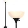 Brightech Sky Dome - Very Bright LED Torchiere Floor Lamp for Living Rooms & Offices– Dimmable Modern Standing Lamp – Tall Pole Light for Bedrooms – LED Bulb Included - Jet Black