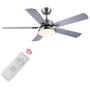 SNJ 52 Inch Ceiling Fan with Lights and Remote Control for Living Room Bedroom Dining Room,Brushed Nickel(5 Blades)