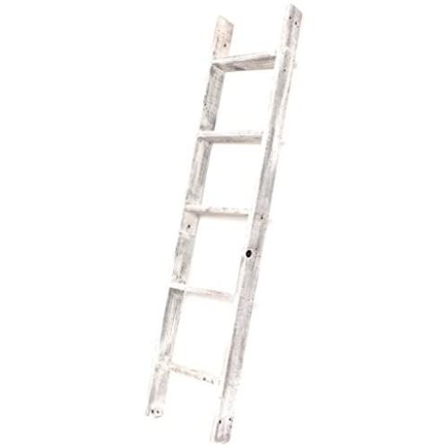 BarnwoodUSA Rustic Farmhouse Blanket Ladder - Our 5 ft Ladder can be Mounted Horizontally or Vertically and is Crafted from 100% Recycled and Reclaimed Wood | No Assembly Required | White