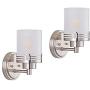 Doraimi 1 Light Frosted Glass Shade Wall Sconce Lighting with Brushed Nickel Finish(Set of 2),Modern Wall Light Fixture with Hollow Lamp Cup for Bath Room, Bed Room,LED Bulb(not Include)