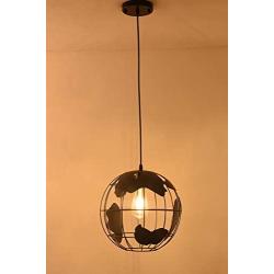 Globe Pendant Light Black Metal Earth Shape Orb Chandelier Light Fixture, Industrial Pendant Light Ceiling Hanging Light for Kitchen Island Dining Room Foyer Office Restaurant, Living Room, bar