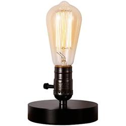 INJUICY Vintage Table Lamps, Wooden Base Desk Light for Bedside, Bedroom Living, Dining Room, Cafe Bar, Hallway Decor