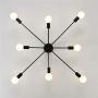 Garwarm 8-Light Sputnik Chandelier Black Industrial Semi Flush Mount Ceiling Light Fixture Mid Century Modern Pendant Light for Kitchen Farmhouse Living Room