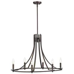 Emliviar 6-Light Large Wagon Wheel Chandelier, Vintage Farmhouse Pendant Light in Oil Rubbed Bronze Finish, 010-6 ORB