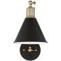 Wray Modern Wall Lamp Plug-in Set of 2 Black and Antique Brass for Bedroom Reading Living Room - 360 Lighting