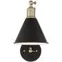 Wray Modern Wall Lamp Plug-in Set of 2 Black and Antique Brass for Bedroom Reading Living Room - 360 Lighting