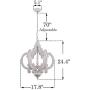 Cottage Chic Crown Distressed White Wood Chandelier, 6-Light Farmhouse Chandelier, French Country Handmade Wood Pendant Light Fixture for Dining Room, Kitchen, Living Room, Bedroom, Foyer and Entryway