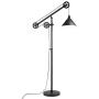 Henn&Hart FL0022 Modern Industrial Pulley System Contemporary Blackened Bronze with Metal Shade for Living Room, Office, Study Or Bedroom Floor Lamp, One Size, Black