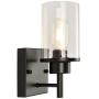 GOODYI 1 Light Bathroom Vanity Lighting Fixtures, Black Wall Sconce Hallway Light Fixture Farmhouse Vanity Light Industrial Wall Lights Fixtures with Clear Glass Shade and Metal Base