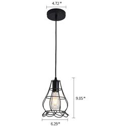 UOFUS Pendant Lighting Metal Industrial Vintage Hanging Ceiling Chandelier Light Fixture Black for Kitchen Home Hallway Dining Room