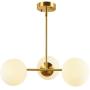 BAODEN 3 Lights Globe Pendant Light Mid Century Chandelier Modern Hanging Light Fixture Brushed Brass Finished with White Globe Glass Lampshade(Gold)