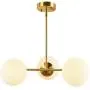 BAODEN 3 Lights Globe Pendant Light Mid Century Chandelier Modern Hanging Light Fixture Brushed Brass Finished with White Globe Glass Lampshade(Gold)