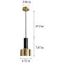 Hoocozi Modern Black Gold Pendant Light for Kitchen Island One-Light Adjustable Metal Pendant Lighting Fixture for Dining Room Living Room Bedroom