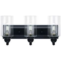 3-Light Vanity Light Fixture Modern Clear Glass Shades Lighting Black Dining Room Lighting Fixtures (3-Light)