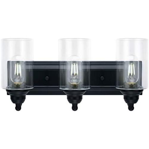 3-Light Vanity Light Fixture Modern Clear Glass Shades Lighting Black Dining Room Lighting Fixtures (3-Light)