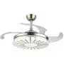 YEELED Light 42'' Remote Control Reversible Retractable Ceiling Fans with 3 Changing Light Color and 6-Gear Fan Speed Invisible Ceiling Fan Chandelier for Indoor Living Room Bedroom Dining Room Ceiling Light Kits with Fans (42 Inch, Silver-06)