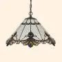 LITFAD Tiffany LED Pendant Lighting Stained Glass Cone Pendant Light 2 Lights Antique LED Ceiling Lamp Art Decoration Ceiling Hanging Light for Dining Room Restaurant Study Room - Beige, 12.6'' (32 cm)