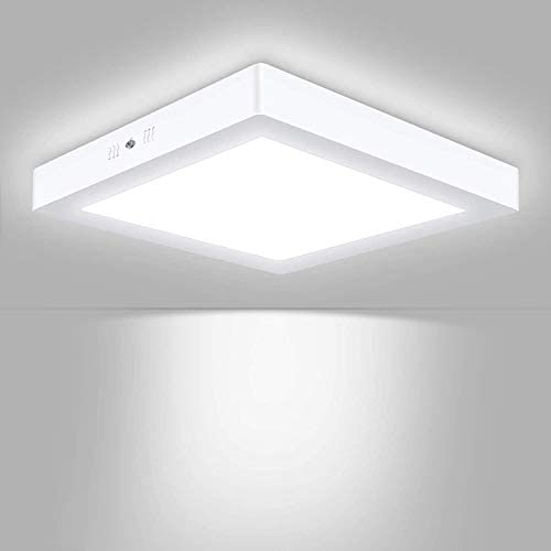 11.81'' 24W Led Flush Mount Ceiling Light, Square Surface Mounted Panel Lamp, Ceiling Light Fixture Non-Dimmable, 1920lm, Cool White, 120V, 150° Beam Angle, Lighting For Bedroom, Hallyway, Meeting Room