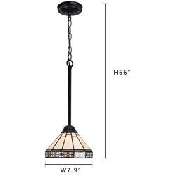 Capulina Tiffany Style Kitchen Lighting, 1-Light Stained Glass Lighting Fixtures, 7.9 inch Wide Lampshade Mini Pendant Light, Mission Style Kitchen Island Lighting, Tiffany Hanging Pendant Light