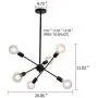 Sputnik Chandeliers 6 Lights Modern Pendant Lighting Industrial Vintage Ceiling Light Fixture for Bedroom Bathroom Kitchen Livingroom Dining Room, Black