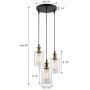 VILUXY Vintage 3 Light Glass Pendant Light Classic Cluster Chandelier Hanging Lighting Fixture with Seeded Glass Shades for Kitchen Island, Dinning Room, Bar, Cafe，Farmhouse
