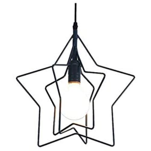 FL-63585 Black Pendant Lights, 1-Light Hanging Lamps, Wrought Iron Chandeliers, Adjustable Pendant Lamps for Boys Room, Baby Room, Children Room(Black)