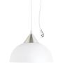 Globe Electric Amaris 1-Light Plug-In Pendant, Brushed Steel Finish, Frosted White Shade, 15ft Clear Cord, In-Line On/Off Switch 64413, 8.5''