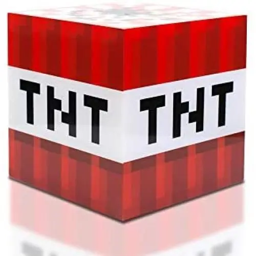 Minecraft TNT Block 6 Inch USB LED Night Light Cube - Decorative, Fun, Safe & Awesome Bedside Mood Lamp Toy for Baby, Kids, Teens & Adults - Best for Homes Bedroom, Living Room Or Even Office