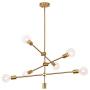 6 Lights Modern Sputnik Chandelier Gold Brass Lighting Fixture Mid Century Hanging Pendant Light for Dining Room Kitchen Island Bedroom Indoor Decor