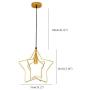 FL-63583 Creative Star Shaped Pendant Lamp, Adjustable Pendant Lights, 1-Light Chandeliers, Wrought Iron Hanging Lamps for Living Room, Dining Room, Bedroom (Brass)