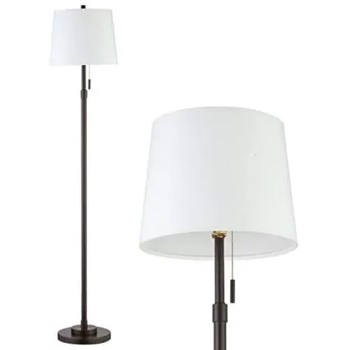 Farmhouse Floor Lamp, White Floor Lamp with Shade, Mid Century Black Floor Lamps for Living Room Modern, Metal Pole Tall Standing Lamp for Office Bedroom by RORIANO Farmhouse Floor Lamp, White Floor Lamp with Shade, Mid Century Black Floor Lamps for Living Room Modern, Metal Pole Tall Standing Lamp for Office Bedroom by RORIANO
