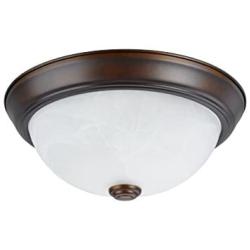 Aspen Creative 63013-2 Two-Light Flush Mount In Bronze with White Alabaster Glass Shade